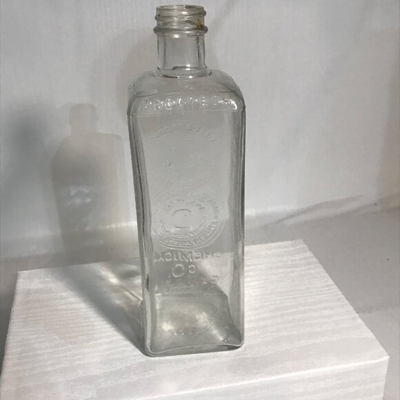 Vtg Dodge Chemical Co Embalming Glass Bottle Clear Embossed Measurements Canada - Picture 15 of 16